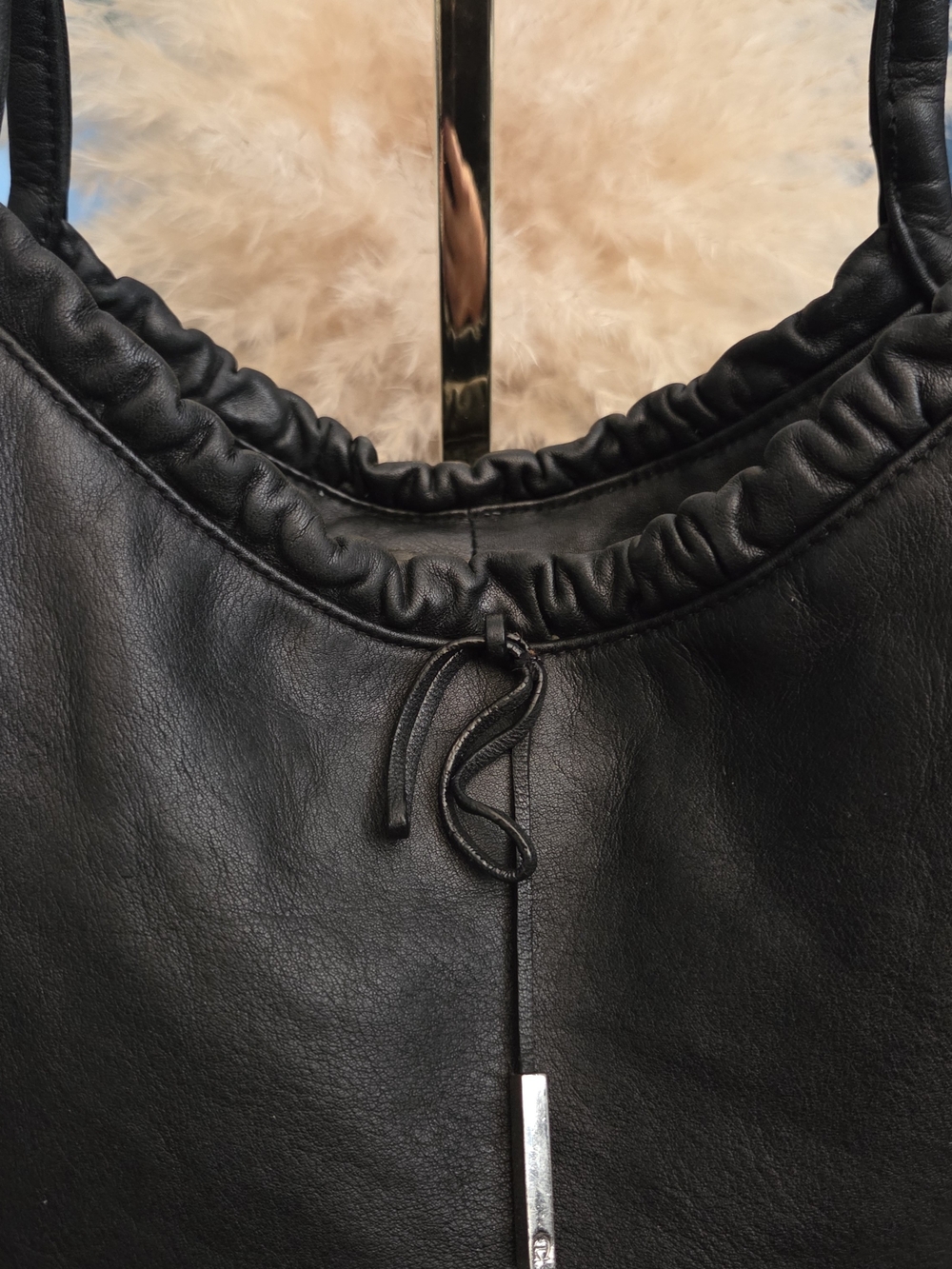 Vintage Etienne Aigner Black Genuine Leather Shoulder Tote Hobo Bag - Picture 4 of 16